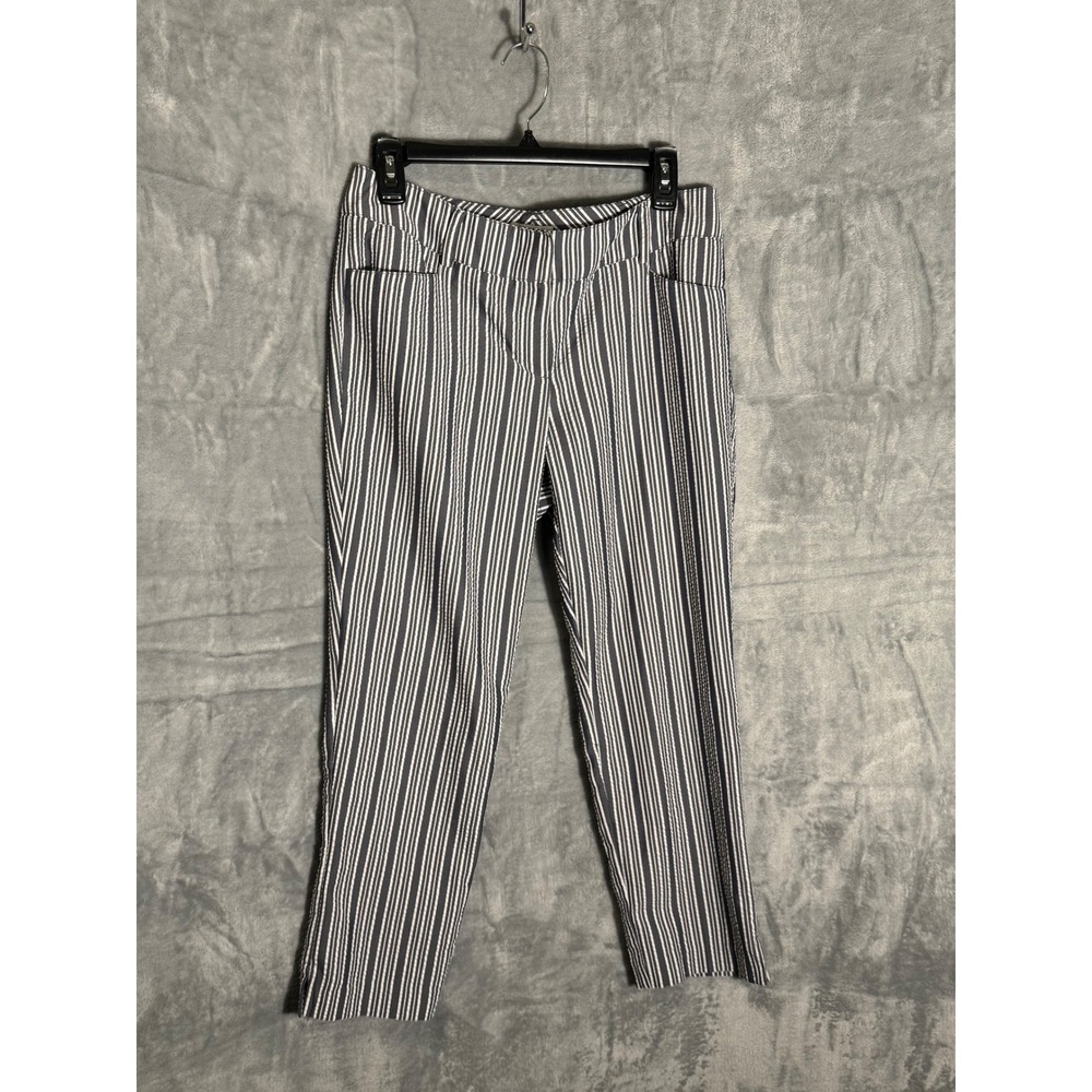 New York & Company Womens gray blue White Stripe Seersucker Cropped Pants Size 6